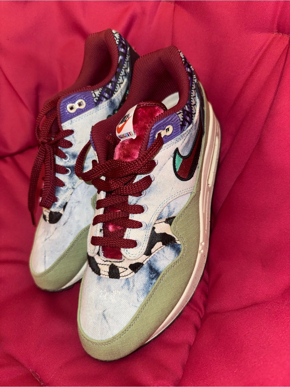 Nike Air Max 1 Sneakers - Maroon, Light Blue, Sage, Black